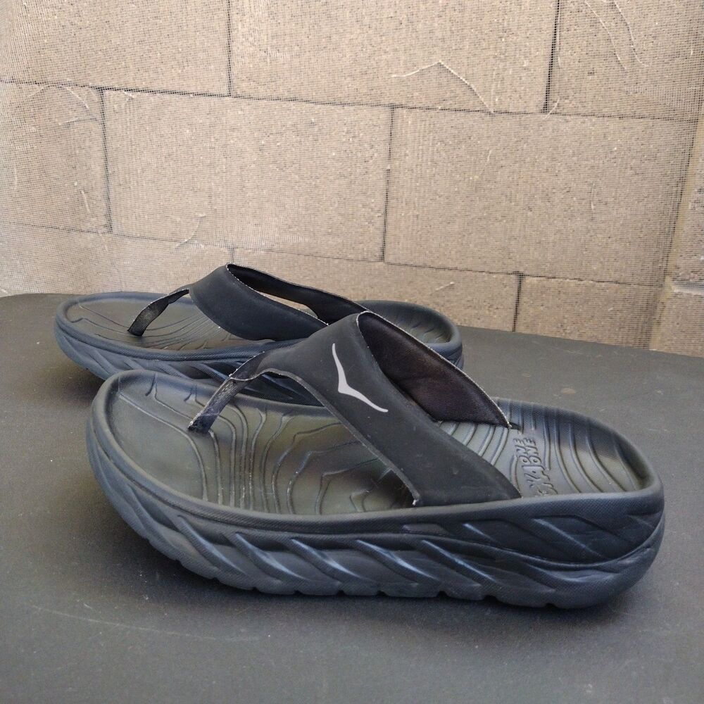 Hoka Ora Recovery Flip Orthopedic Sandals Womens Size 8 Black/Grey